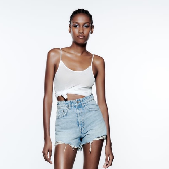ZARA High Rise Denim Shorts - Picture 7 of 8